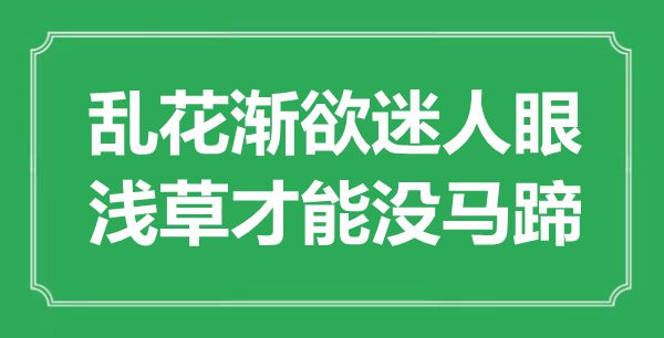 “亂花漸欲迷人眼，淺草才能沒馬蹄”是什么意思,出處是哪里