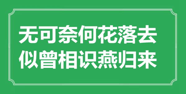 “無可奈何花落去，似曾相識燕歸來”是什么意思,出處是哪里