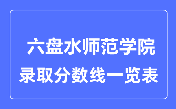 2023年高考多少分能上六盤水師范學(xué)院？附各省錄取分?jǐn)?shù)線