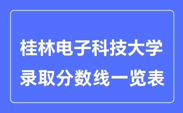 2023年高考多少分能上桂林電子科技大學？附各省錄取分數線