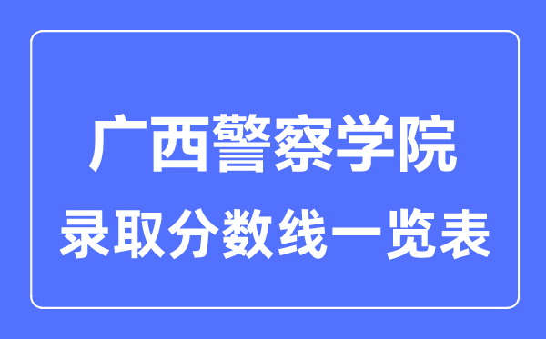 2023年高考多少分能上廣西警察學(xué)院？附各省錄取分?jǐn)?shù)線