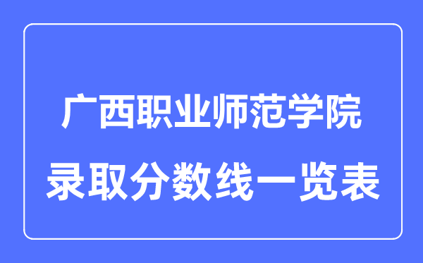 2023年高考多少分能上廣西職業(yè)師范學院？附各省錄取分數(shù)線