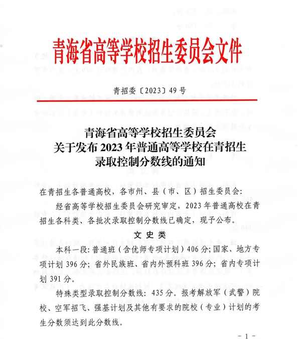 2023年青海高考分?jǐn)?shù)線(xiàn)