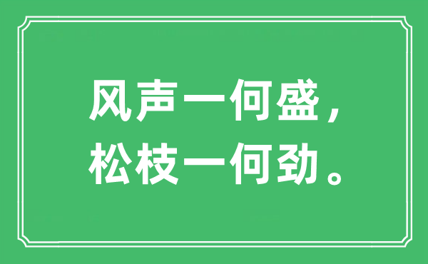 “風(fēng)聲一何盛，松枝一何勁”是什么意思,出處及原文翻譯