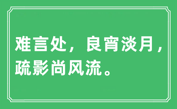 “難言處，良宵淡月，疏影尚風(fēng)流”是什么意思,出處及原文翻譯