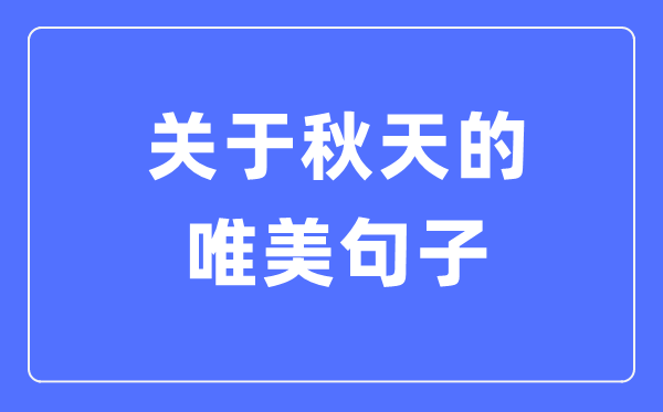 關(guān)于秋天的唯美句子(精選1