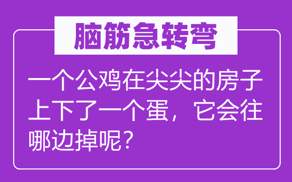 腦筋急轉(zhuǎn)彎：一個(gè)公雞在尖尖的房子上下了一個(gè)蛋，它會(huì)往哪邊掉呢？