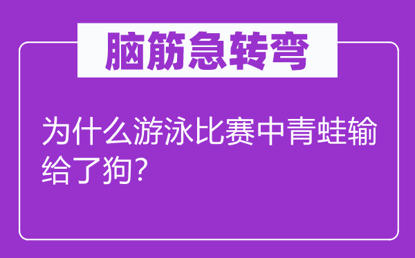 腦筋急轉彎：為什么游泳比賽中青蛙輸給了狗？