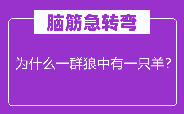 腦筋急轉(zhuǎn)彎：為什么一群狼中有一只羊？