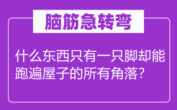 腦筋急轉(zhuǎn)彎：什么東西只有一只腳卻能跑遍屋子的所有角落？