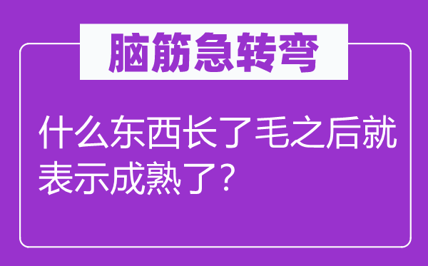 腦筋急轉(zhuǎn)彎：什么東西長了毛之后就表示成熟了？