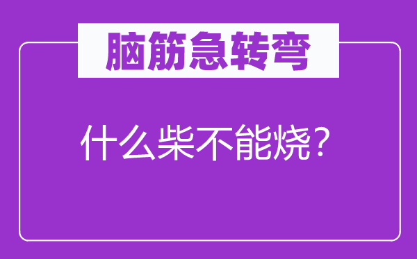 腦筋急轉(zhuǎn)彎：什么柴不能燒？