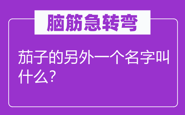 腦筋急轉彎：茄子的另外一個名字叫什么？