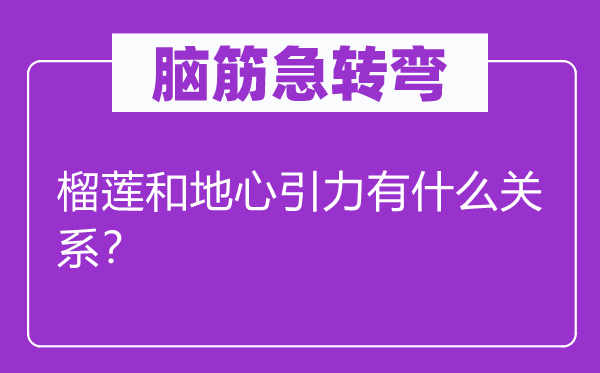 腦筋急轉(zhuǎn)彎：榴蓮和地心引力有什么關(guān)系？