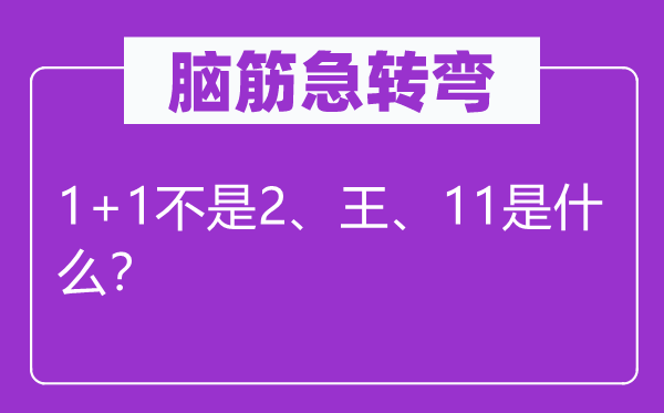 腦筋急轉(zhuǎn)彎：1+1不是2、王、11是什么？
