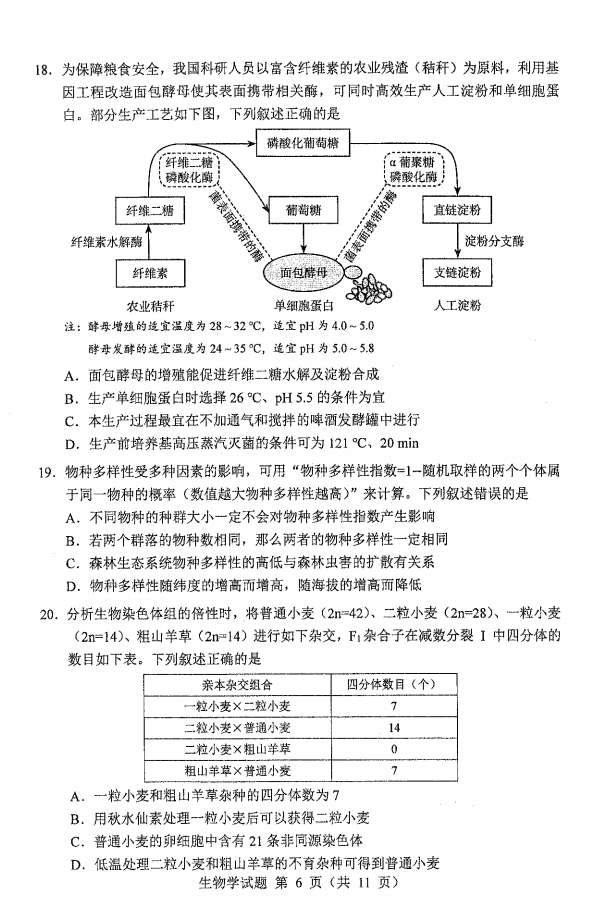 新高考2024七省聯(lián)考生物試卷及答案解析