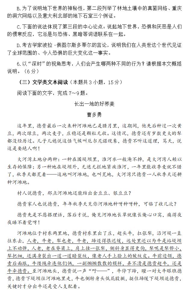 2024年青海高考語文試卷真題及答案解析(完整版)