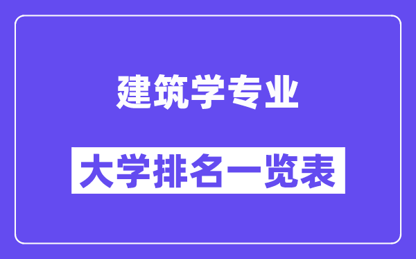 全國(guó)建筑學(xué)專業(yè)大學(xué)排名一覽表（最新排行榜）
