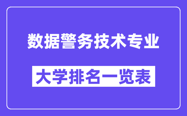 全國數(shù)據(jù)警務技術(shù)專業(yè)大學排名一覽表(最新排行榜)