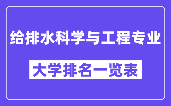 全國給排水科學與工程專業(yè)大學排名一覽表(最新排行榜)