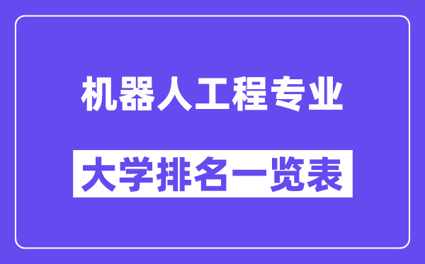 全國機器人工程專業(yè)大學(xué)排名一覽表(最新排行榜)
