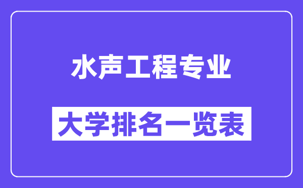 全國水聲工程專業(yè)大學(xué)排名一覽表(最新排行榜)