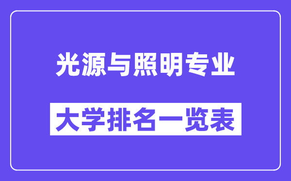 全國光源與照明專業(yè)大學排名一覽表(最新排行榜)