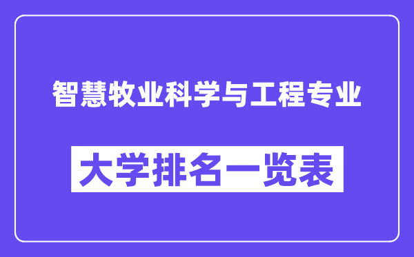 全國智慧牧業(yè)科學與工程專業(yè)大學排名一覽表（最新排行榜）