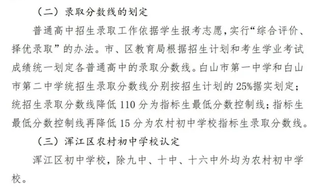 2025年白山中考各高中錄取分數(shù)線一覽表