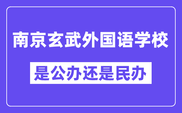 南京玄武外國語學校是公辦還是民辦,有高中部嗎？